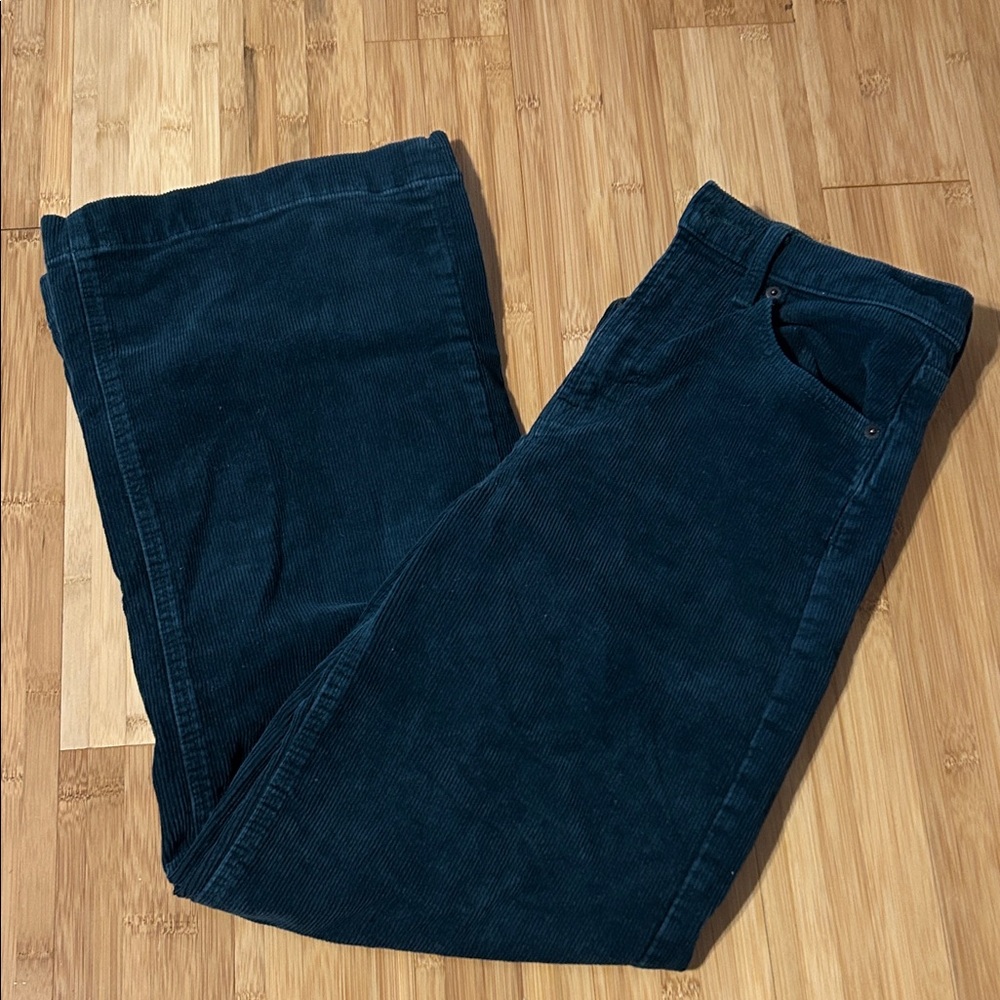 Dark Green Gap Flare Corduroy Pants